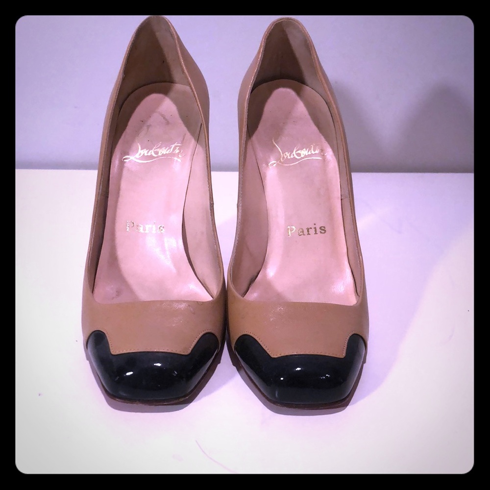 Christian Louboutin Square Toe Nude Pump 37